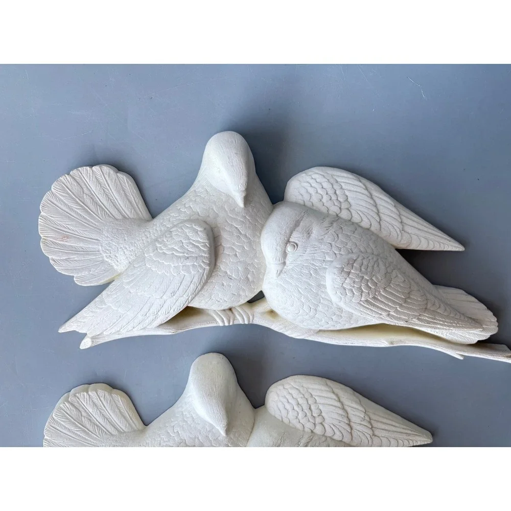 Vintage 1976 Burwood Products White Dove Wall Hanging‎ Set 2024 MCM Birds 2pc